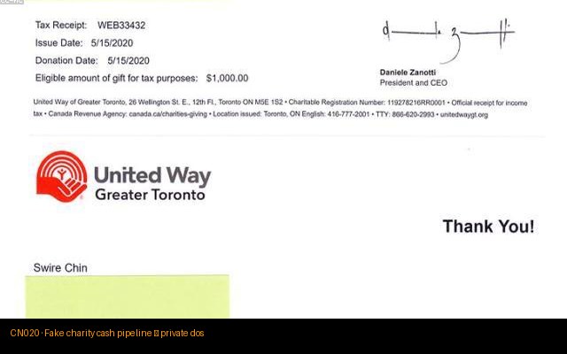 Fake charity cash pipeline — private dossier
